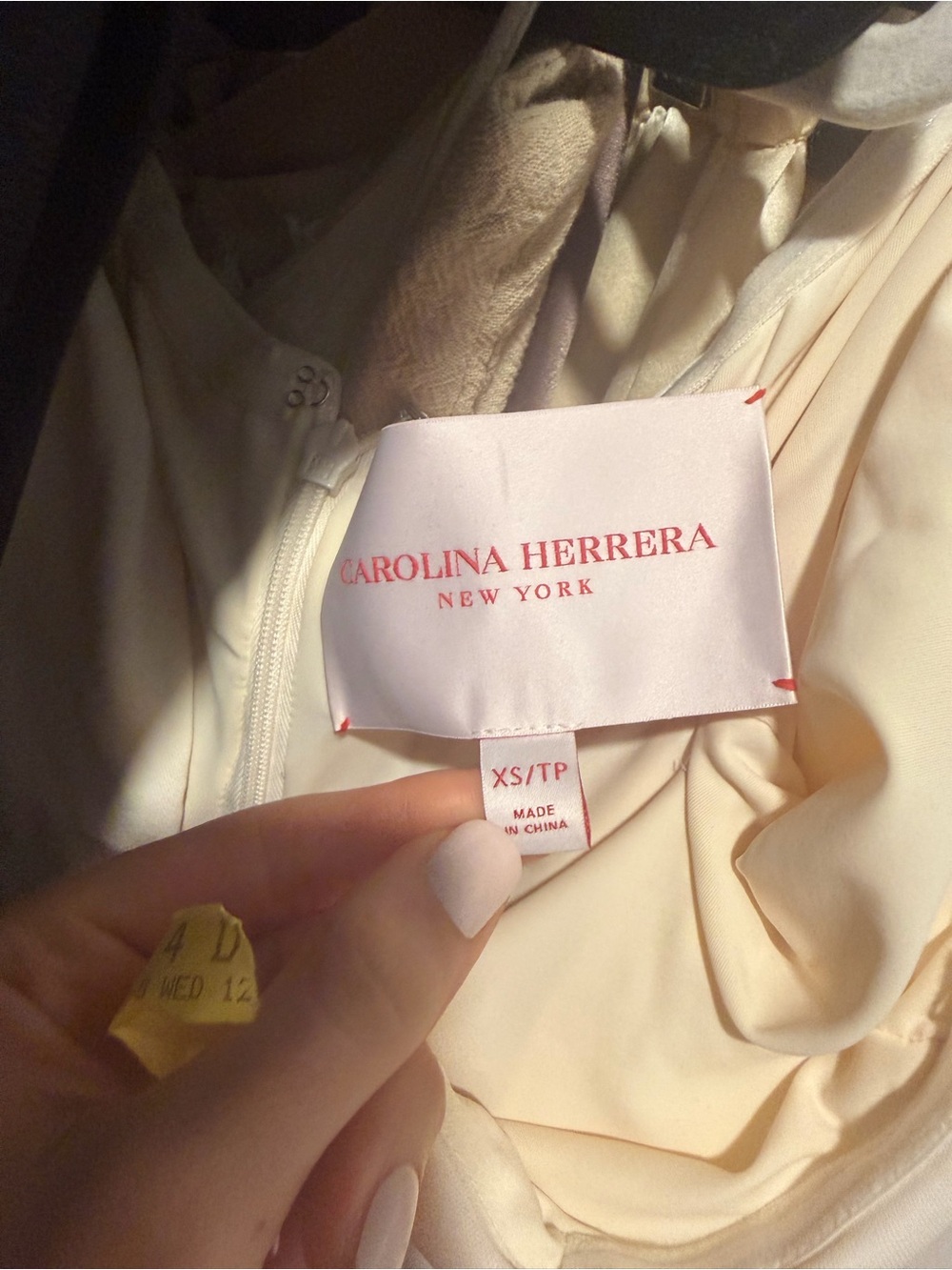 Carolina Herrera White One-Shoulder Ruched V-Neck Midi Dress XS - Picture 7 of 11